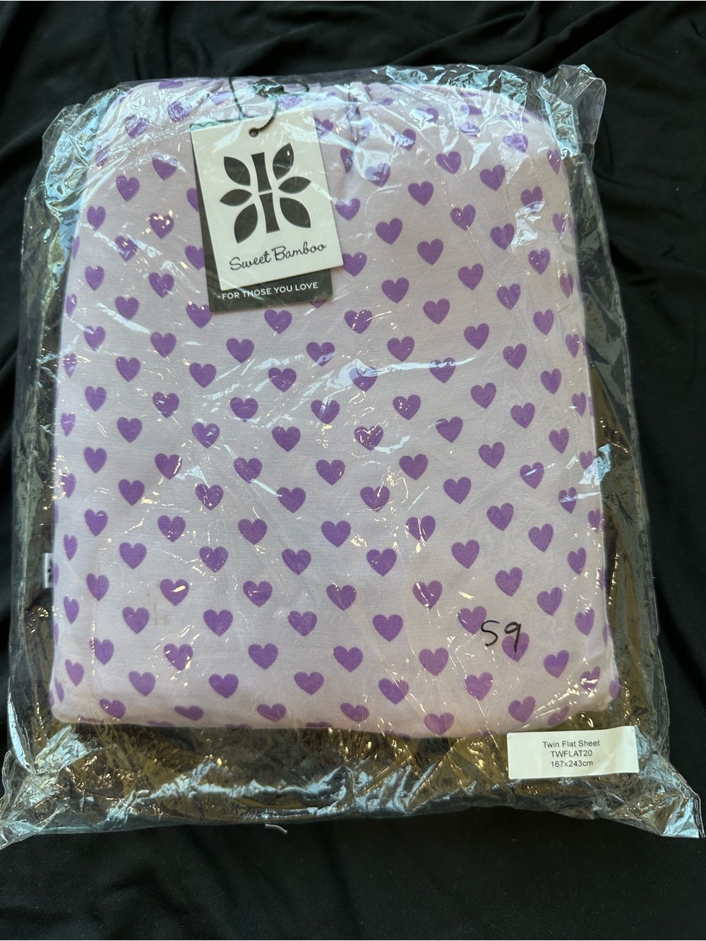 Sweet Bamboo Lavender Heart Twin Flat Sheet